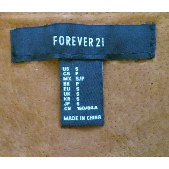 FOREVER 21 Fringe Pigskin Leather Suede Snap Cropped Brown Jacket Womens Small - Picture 12 of 12